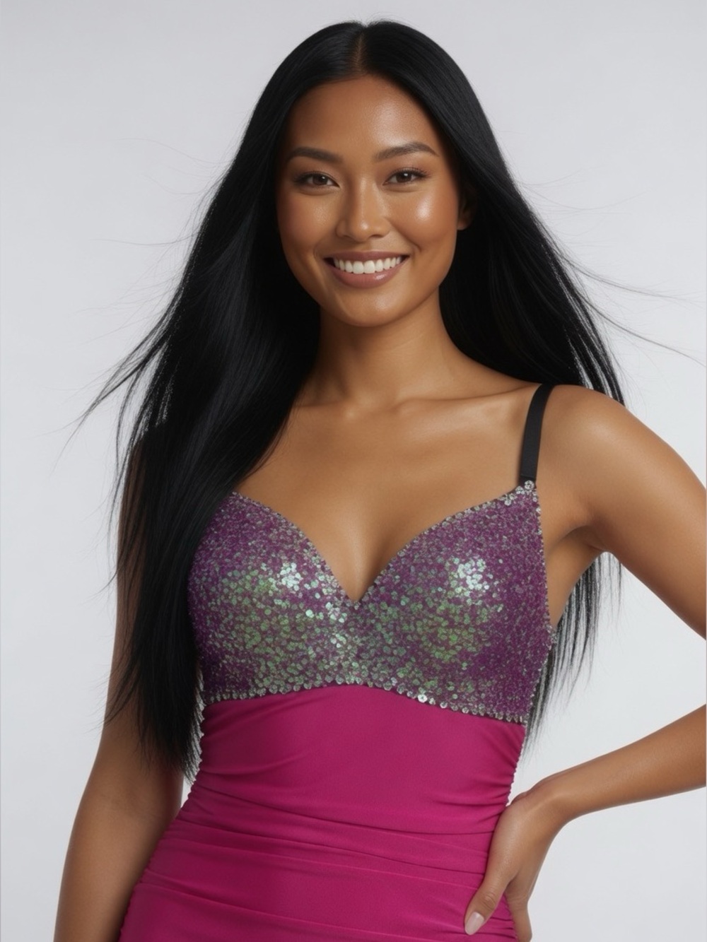 Fuschia Sequin Top Dress